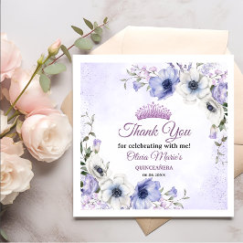 Quinceañera Paarse Lila Floral Tiara Butterflies Servet