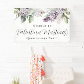 Quinceanera Paarse Lila lentebloem Welkom Spandoek (Insitu)