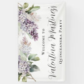 Quinceanera Paarse Lila lentebloem Welkom Spandoek (Verticaal)