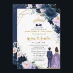 Quinceañera Paarse Lila marine Blue Floral Twins Kaart<br><div class="desc">Personaliseer deze mooie tweeling jongen en meisje quinceañero & quinceañera uitnodiging met eigen bewoordingen gemakkelijk en snel,  druk gewoon op de knop aanpassen om de stijl en plaatsing van de tekst verder te herschikken en te formatteren. Overeenkomende objecten beschikbaar in de winkel! (c) De Happy Cat Studio</div>