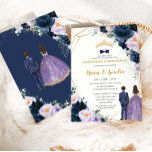 Quinceañera Paarse Lila marine Blue Floral Twins Kaart<br><div class="desc">Personaliseer deze mooie tweeling jongen en meisje quinceañero & quinceañera uitnodiging met eigen bewoordingen gemakkelijk en snel,  druk gewoon op de knop aanpassen om de stijl en plaatsing van de tekst verder te herschikken en te formatteren. Overeenkomende objecten beschikbaar in de winkel! (c) De Happy Cat Studio</div>