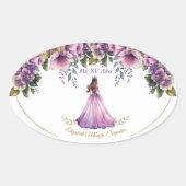 Quinceañera Paarse Lila ovale Sticker (Voorkant)