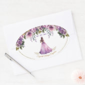 Quinceañera Paarse Lila ovale Sticker (Envelop)