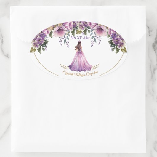 Quinceañera Paarse Lila ovale Sticker (Tas)