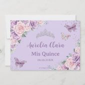 Quinceañera Paarse Lila roze bloemvlinders Kaart (Achterkant)