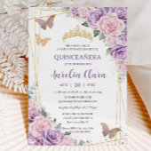 Quinceañera Paarse Lila roze bloemvlinders Kaart