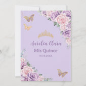 Quinceañera Paarse Lila roze bloemvlinders Kaart (Achterkant)