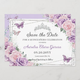 Quinceañera Paarse Lila Roze Bloemzoet Zestien Save The Date