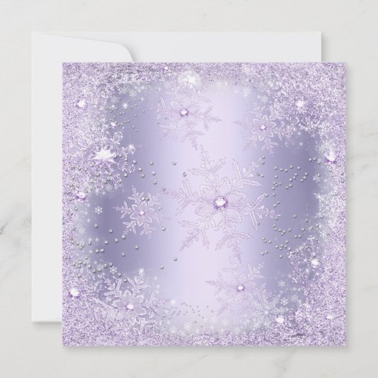 Quinceanera Paarse Lila Snowflake Winter Kaart (Achterkant)