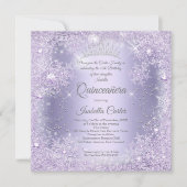 Quinceanera Paarse Lila Snowflake Winter Kaart (Voorkant)