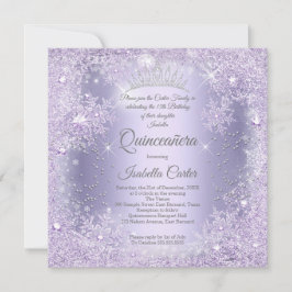 Quinceanera Paarse Lila Snowflake Winter Kaart