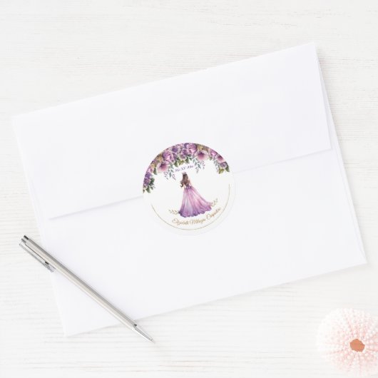 Quinceañera Paarse Lila Sticker (Envelop)