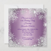 Quinceanera Paarse roze Silver Tiara Snowflake Kaart (Achterkant)