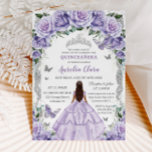 Quinceañera Paarse Rozen Bloemen Zilveren Prinses Kaart<br><div class="desc">Personaliseer deze mooie quinceañera uitnodiging met uw eigen formulering gemakkelijk en snel. Klik gewoon op de knop "Bewerken met het ontwerpgereedschap" om de tekst, de tekst, de lettertypestijl, de tekengrootte en de letterkleur te wijzigen. U kunt ook tekst toevoegen of verwijderen en afbeeldingen verplaatsen of verwijderen. De vlinders, kweepeer meisje...</div>