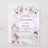 Quinceañera Paarse Rozen Bloemen Zilveren Prinses Kaart (Voorkant)