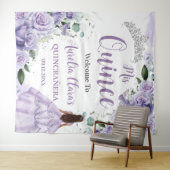 Quinceañera Paarse Rozen Bloemige Prinses Welkom Wandkleed (In Situ (horizontaal))