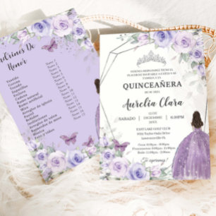 Quinceañera Paarse Sering Bloem 15 Años Padrinos Kaart
