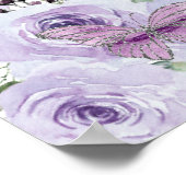 Quinceañera Paarse Sering Bloem Zilveren Vlinders Poster (Hoek)