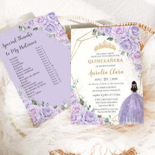 Quinceanera Paarse Sering Bloemstuk Padrinos Lijst Kaart