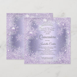 Quinceanera Paarse Sering Sneeuwvlok Winterfeest Kaart