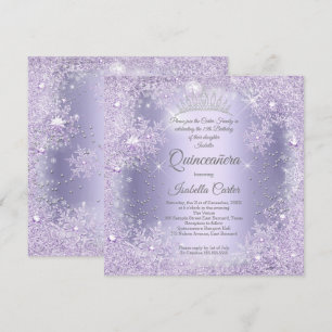 Quinceanera Paarse Sering Sneeuwvlok Winterfeest Kaart