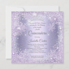 Quinceanera Paarse Sering Sneeuwvlok Winterfeest Kaart