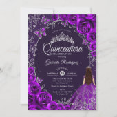 Quinceanera Paarse Silver Kaart (Voorkant)