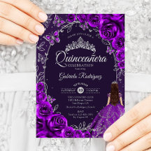 Quinceanera Paarse Silver
