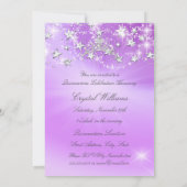 Quinceanera Paarse Silver Sparkle Tiara Stars Kaart (Achterkant)