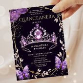 Quinceañera Paarse Tiara Bloemenvlinder Spaans Kaart