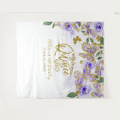 Quinceanera Paarse Vlinders Bloemstuk Achtergrond Wandkleed (Voorkant (horizontaal))