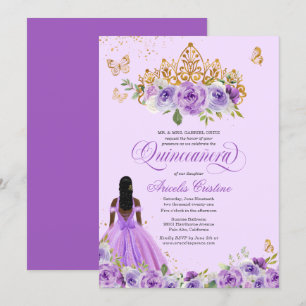 Quinceañera Paarse Watercolor Rozen Vlinder Kaart
