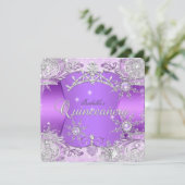 Quinceanera Paarse Winter Wonderland Sneeuwvlokken Kaart (Staand voorkant)