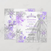 Quinceanera Paarse Winter Wonderland Snowflake 2 Kaart (Voorkant / Achterkant)