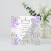 Quinceanera Paarse Winter Wonderland Snowflake 2 Kaart (Staand voorkant)