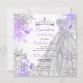 Quinceanera Paarse Winter Wonderland Snowflake 2 Kaart (Voorkant)