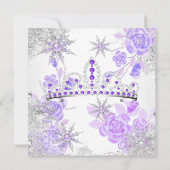 Quinceanera Paarse Winter Wonderland Snowflake Kaart (Achterkant)