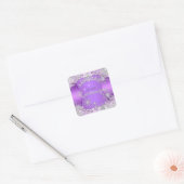 Quinceanera Paarse Winter Wonderland Vierkante Sticker (Envelop)