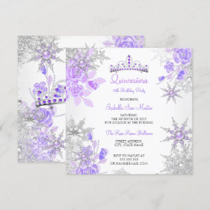 Quinceanera Paarse Winterwonderland Sneeuwvlok Kaart