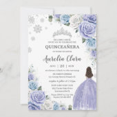 Quinceañera Paarse Wit Blauw Bloemen Wintersneeuw Kaart (Voorkant)