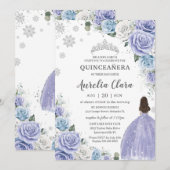 Quinceañera Paarse Wit Blauw Bloemen Wintersneeuw Kaart (Voorkant / Achterkant)