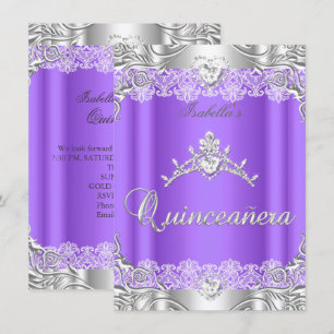 Quinceanera Paarse Zilveren Diamanten Tiara 15de F Kaart