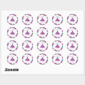 Quinceanera Paarse zilveren jurk Floral Ronde Sticker (Vel)