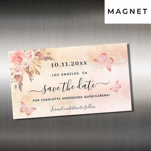 Quinceanera pampas butterfly behalve de datummagne