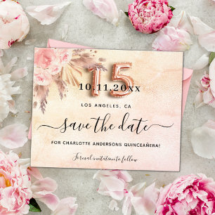 Quinceanera pampas roos, behalve de datumbegroting flyer