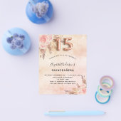 Quinceanera pampas roos budget uitnodiging flyer (Enkel)