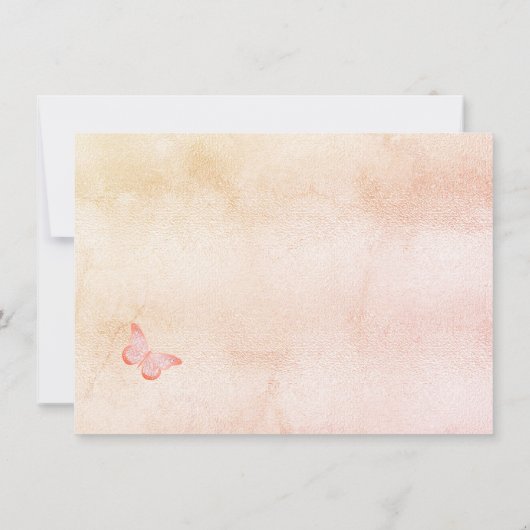 Quinceanera pampas roze butterfly save the date (Achterkant)