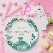 Quinceanera Paper Borden Smaragd Groene Jurk Papieren Bordje (Feest)