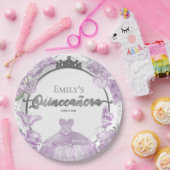 Quinceanera Papier Borden Lavendel Jurk Bloemen Papieren Bordje (Feest)