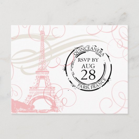 Quinceanera | Parijs Boarding Pass RSVP Uitnodiging Briefkaart (Voorkant)